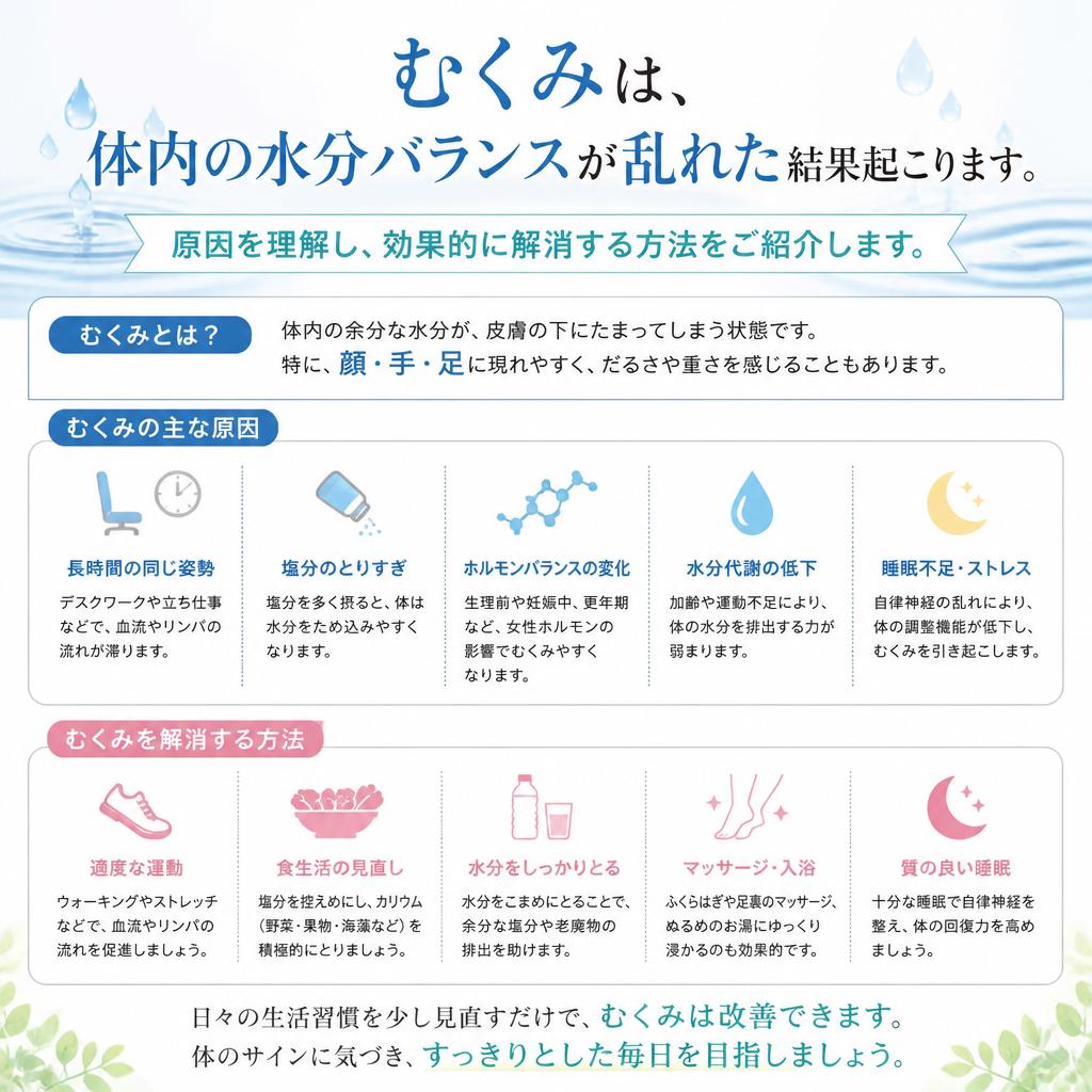 むくみの原因とその解消法